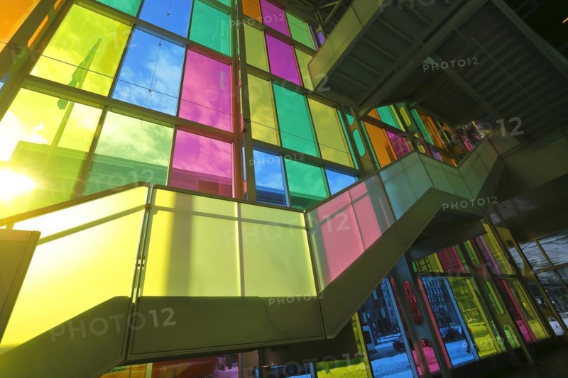 Colorful reflections in the foyer of the Palais des congres de Montreal