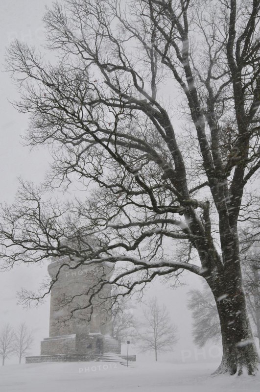 Bismarck Tower near Augsburg in winter