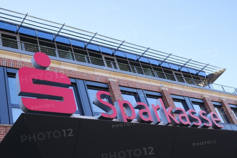 Font and logo Sparkasse on the savings bank building