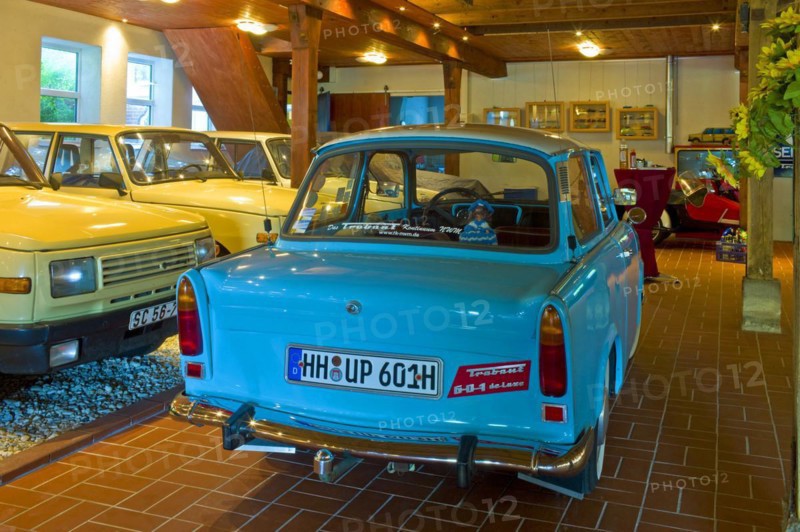 GDR cars Trabant and Wartburg in an exhibition. Private museum on the Weser island of Harriersand. District of Osterholz. Germany Europe