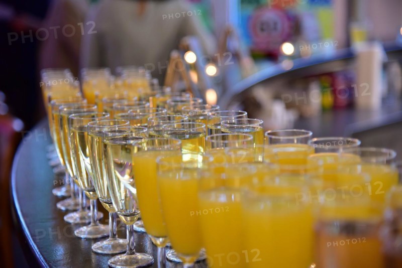 Filled champagne glasses for a champagne reception