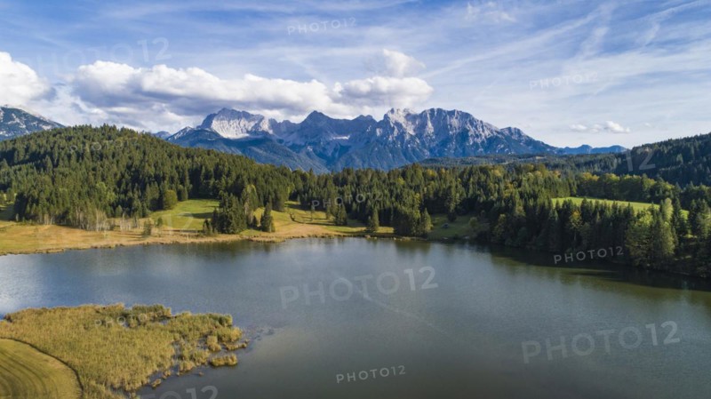 Aerial view of Lake Gerold near Mittenwald