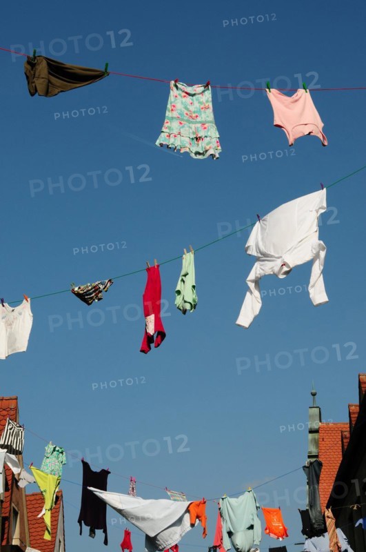 Clotheslines as decoration for the annual street festival in the Ulrichsviertel