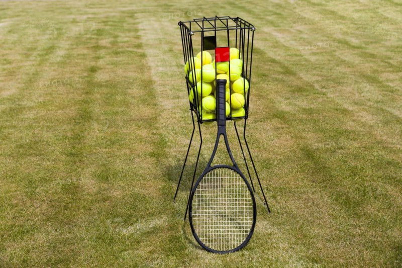 Ball Basket with Tennis Racket