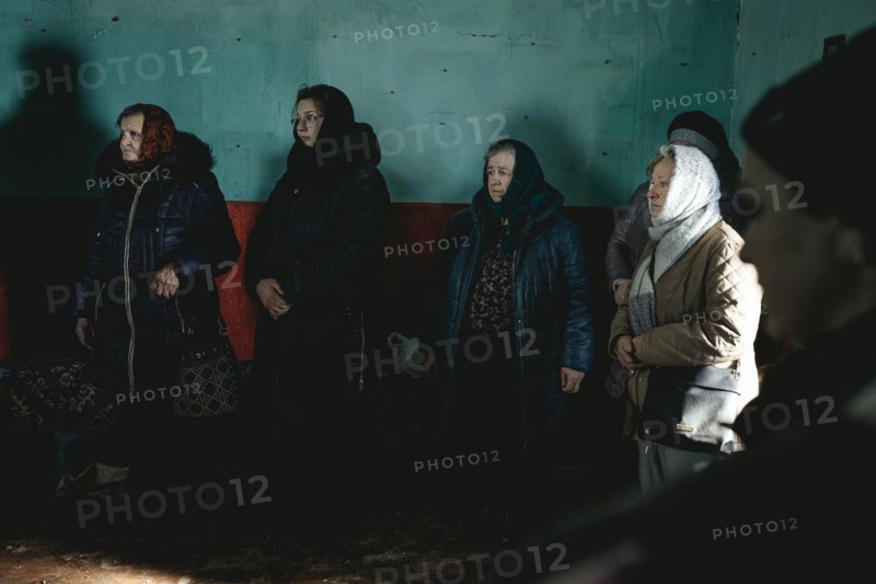 Water consecration in the destroyed church in the village of Novohrihorivka. The small village was almost completely destroyed during the fighting
