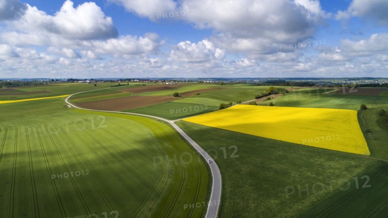 Aerial view of fields in Unterallgaeu