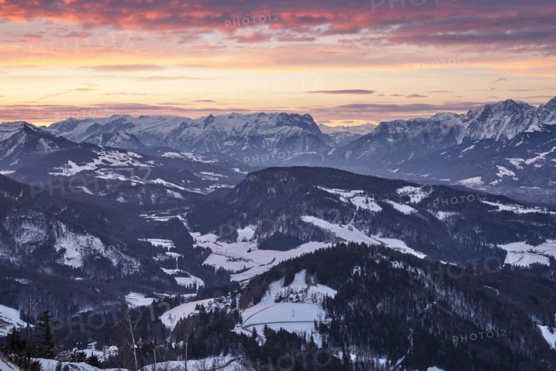 Sunrise with mountain panorama