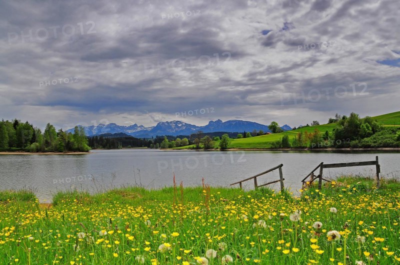 Lake in the Allgaeu with a view of the Aggenstein and the Breitenberg