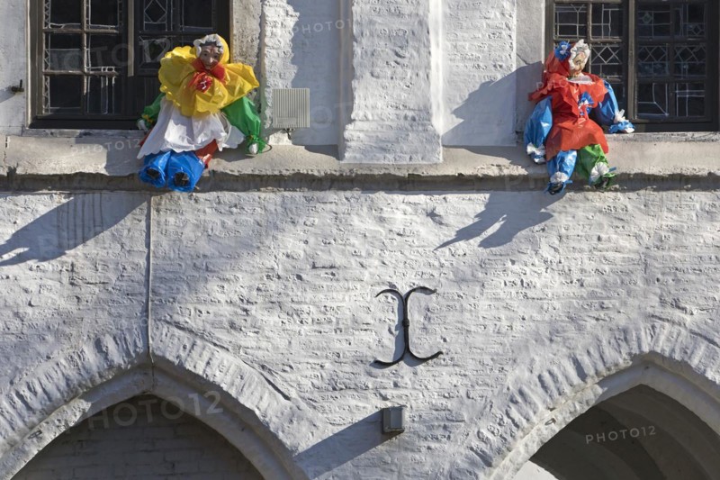 Carnival time with plastic seagulls on the windows