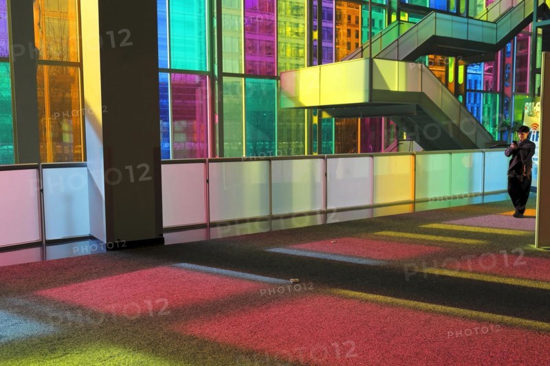 Colorful reflections in the foyer of the Palais des congres de Montreal