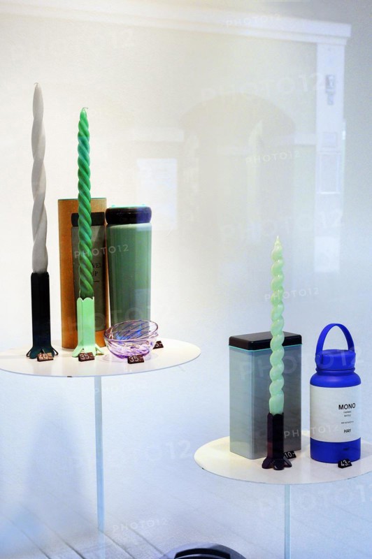 Shop window with twisted candles