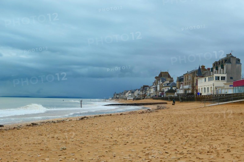 The beach of Saint-Aubin-sur-Mer in the department of Calvados in Normandy
