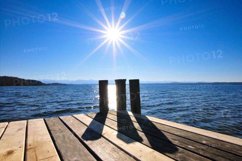 Footbridge at Lake Stranberg in Upper Bavaria
