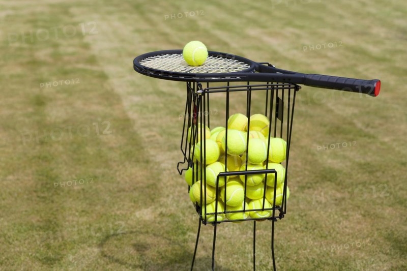 Ball Basket with Tennis Racket