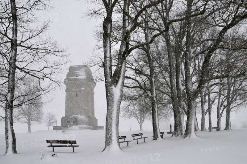 Bismarck Tower near Augsburg in winter