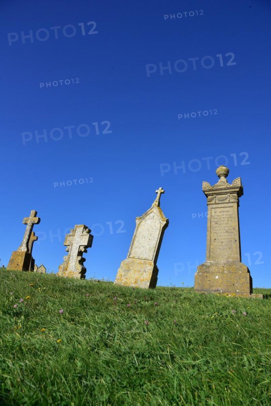 Gravestones in a cemetery in Normandy