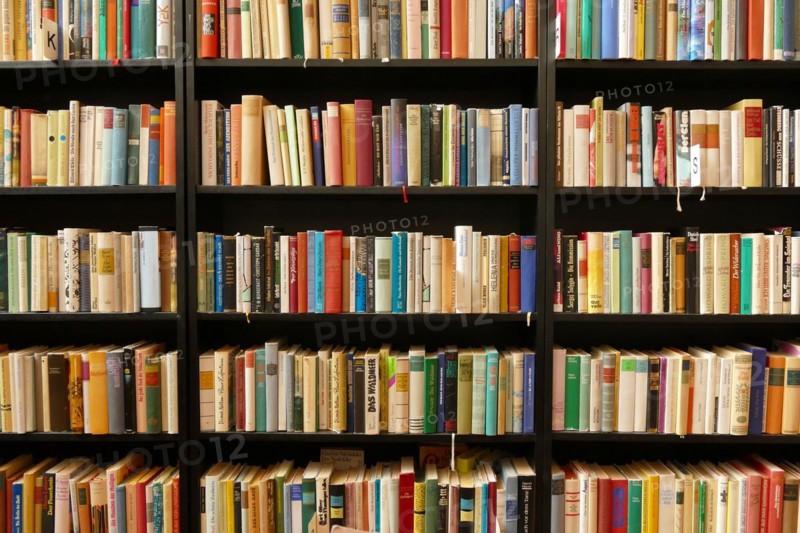 Many used books in a library