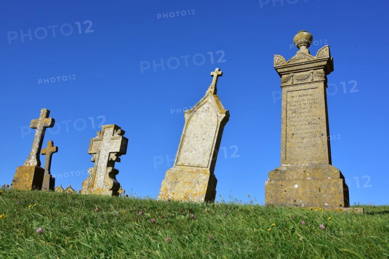 Gravestones in a cemetery in Normandy