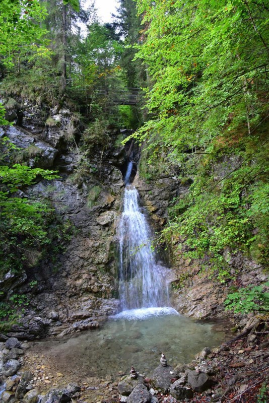 Waterfall in the Schleifmuehlenklamm gorge near Unterammergau