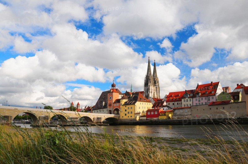 Regensburg with Cathedral and Stone Bridge