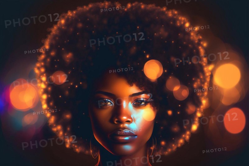 Generative AI illustration of elegant and fashionable black woman