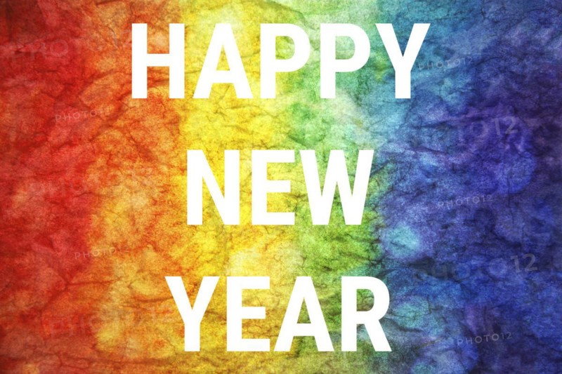 Happy new year words on LGBT textured background