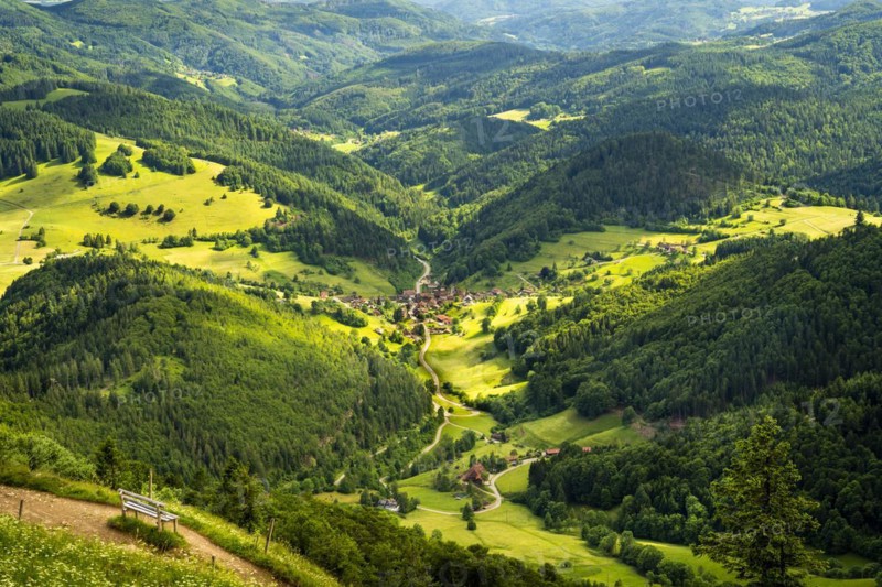 Hilly landscape with a village