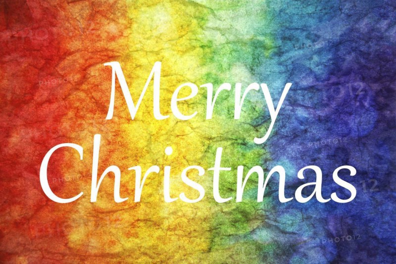 Merry Christmas words on LGBT textured background