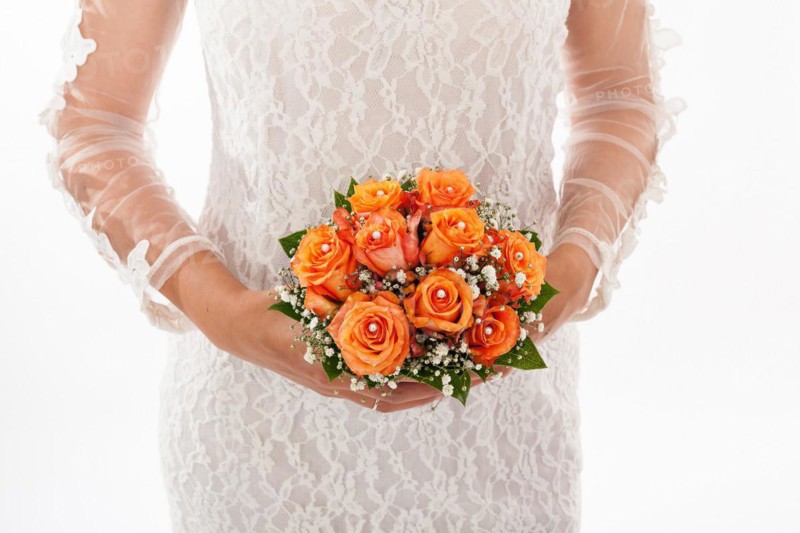 Bride holding bouquet