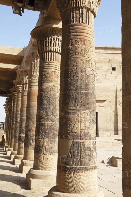 Ancient columns in the temple complex of Philae