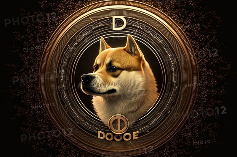 Dogecoin digital currency. Ai generated art