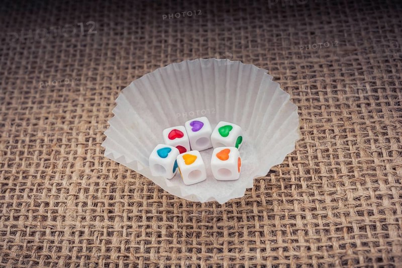Colorful cubes with a heart on canvas