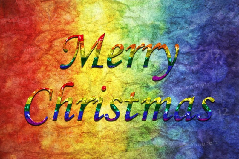 Merry Christmas words on LGBT textured background. 3d illustration