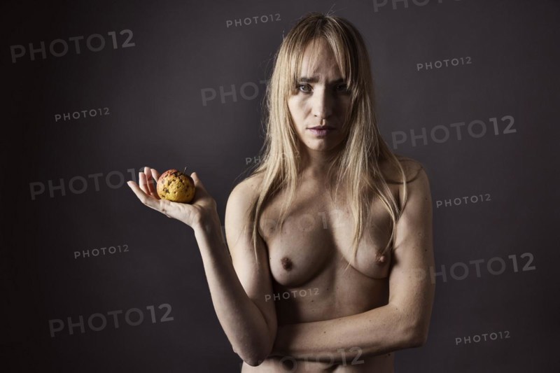 Young naked woman with long hair
