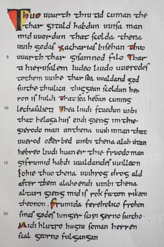 The facsimile from the manuscript of Heliand