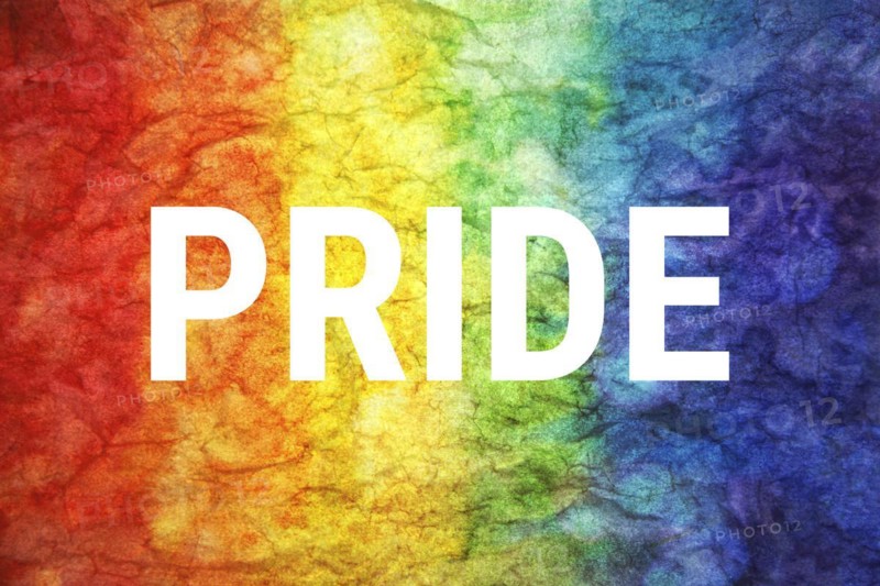 Pride word on LGBT textured background