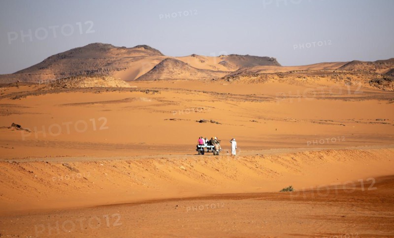 Donkey carts with tourists in the Nubian Desert