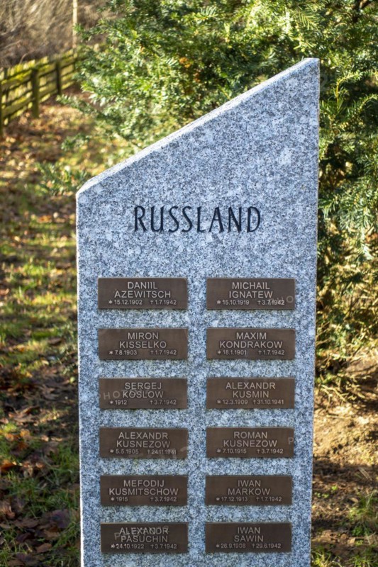 Memorial and resting place for 76 Russian soldiers who died here in captivity during the Second World War