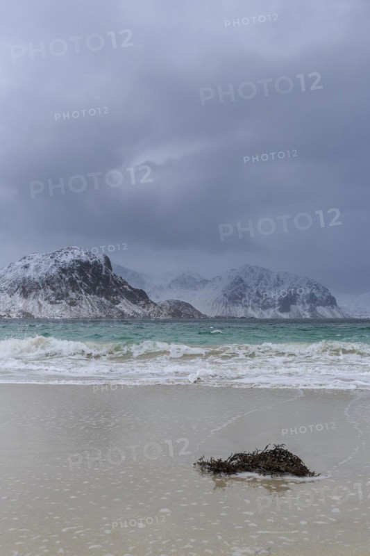 Haukland beach with winter