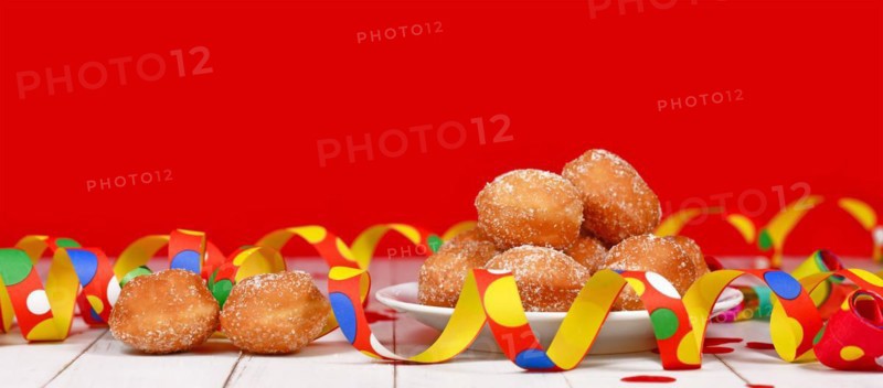Banner with small German traditional Berliner Pfannkuchen