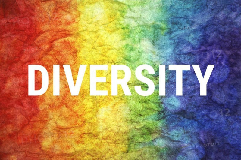 Diversity word on LGBT textured background