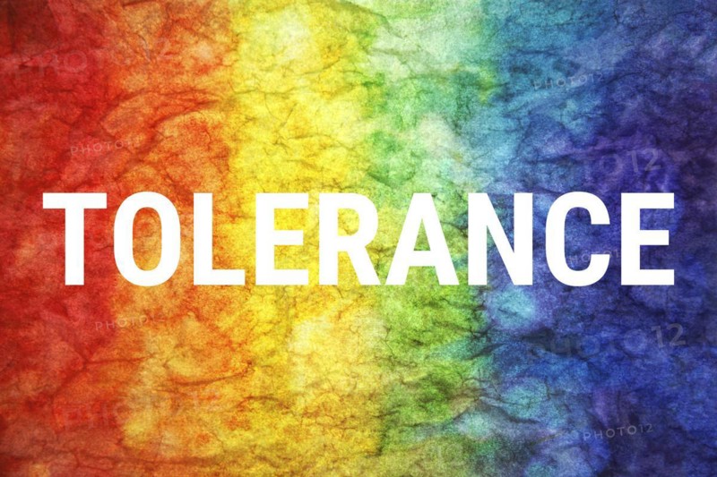 Tolerance word on LGBT textured background