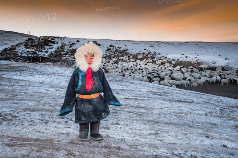 Nomad child in the winter time. Mongolia8 Bulgan Province