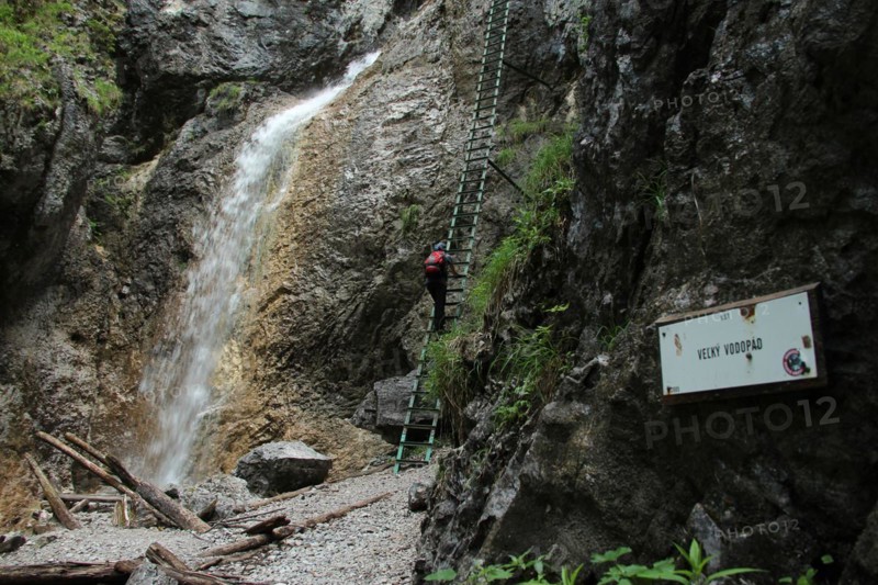 A tourist in the beautiful gorges of the Slovak Paradise National Park. Slovakia