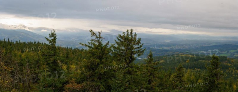 Extensive mountain panorama in the Karkonosze Mountains. Polish mountains