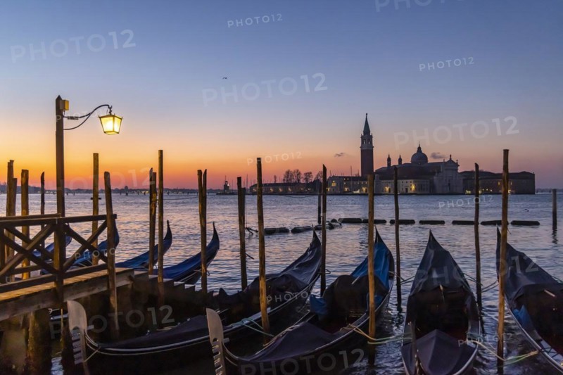 Early morning on the Canale della Giudecca with gondolas