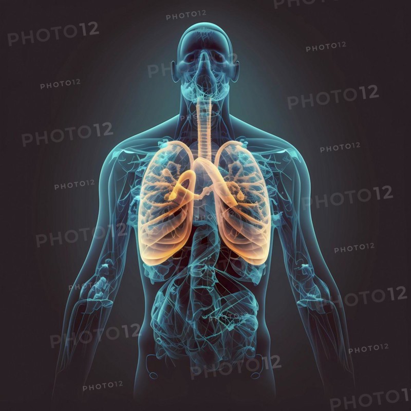 Transparent human with view of lungs