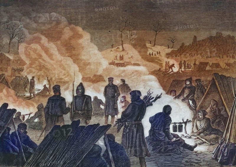 Bivouac in front of Le Mans in the night of 11 January 1871