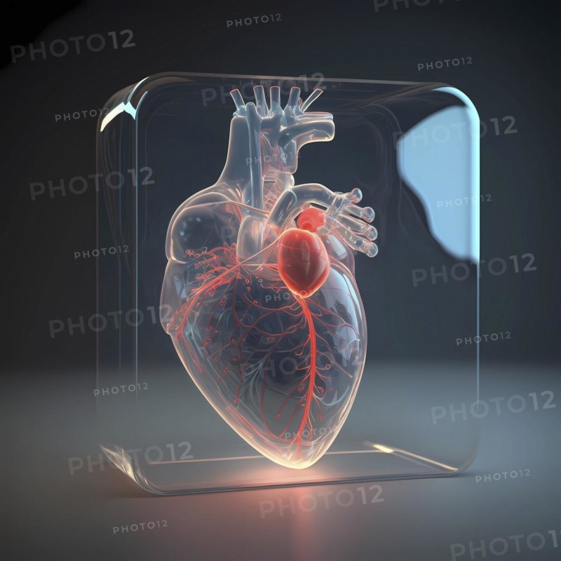 Transparent human looking at the heart