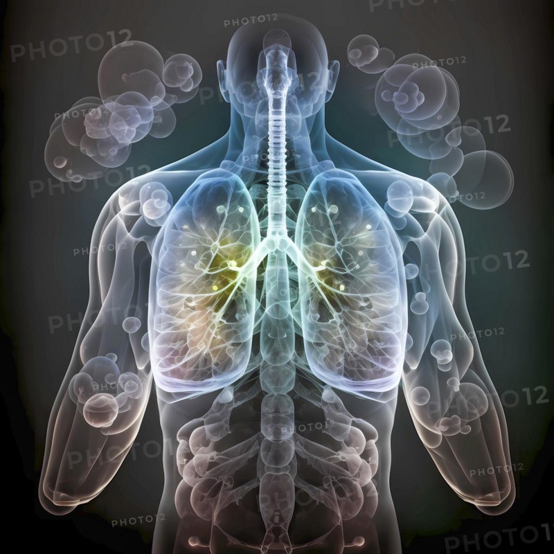 Transparent human with view of lungs